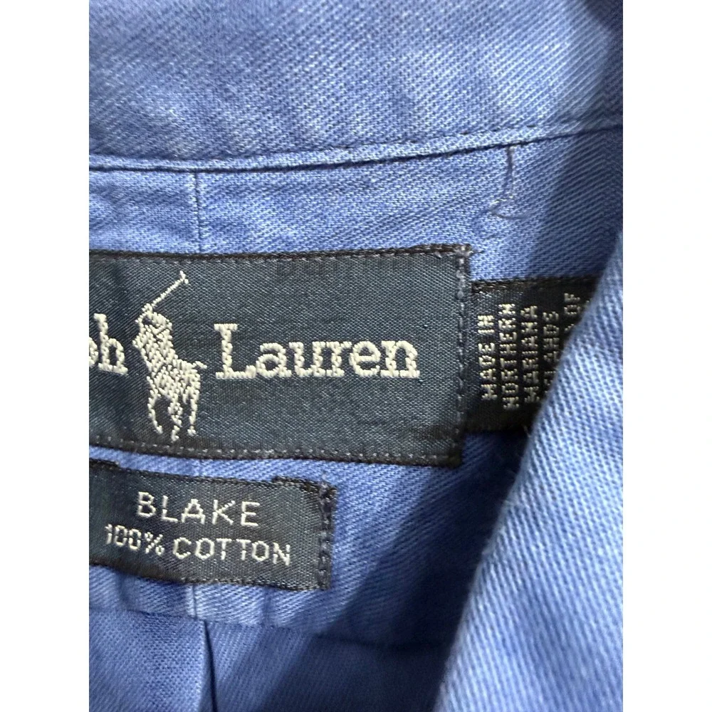 Ralph Lauren Blake Shirt Mens XL Blue Short Sleeve Cotton Button Down Pony Logo